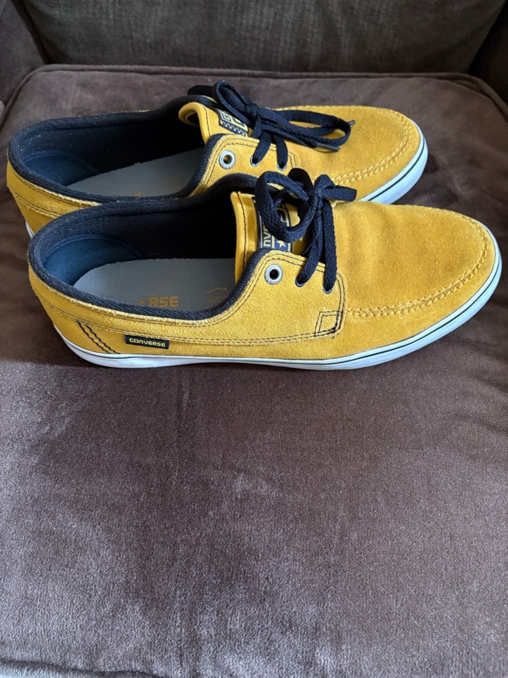 Converse Men's Mustard Yellow Suede Lace-Up Slip-Ons